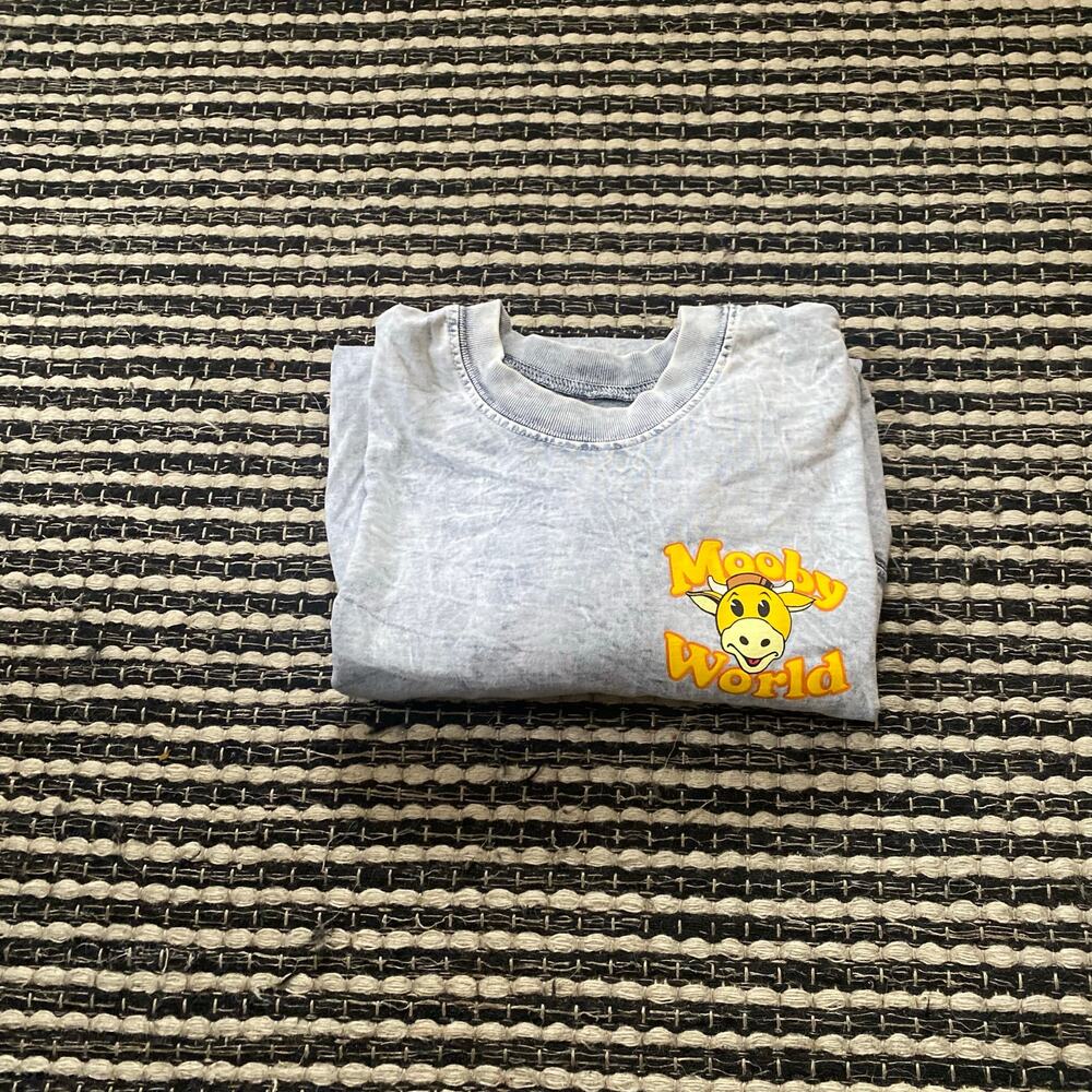 🌿Moobys World Spirit Jersey Mens Acid Wash Longsleeve Printed Shirt L